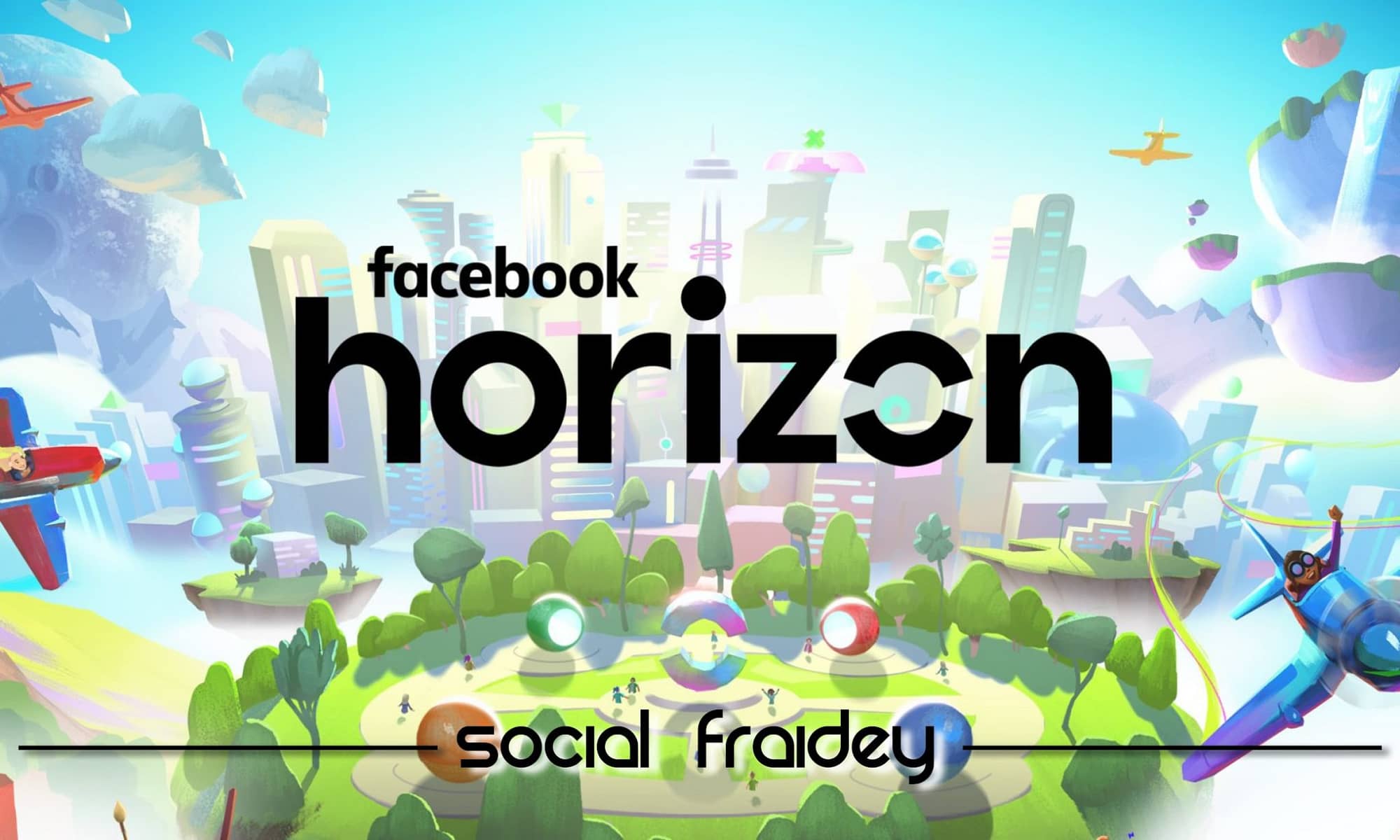 illustrazione facebook horizon città futuristica